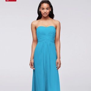 David’s Bridal Long Strapless Chiffon Dress